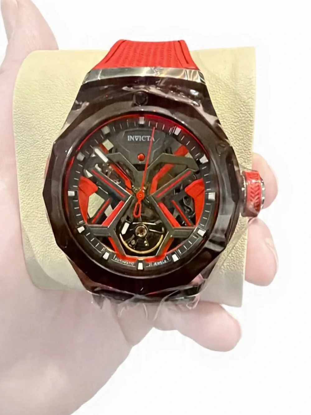 Invicta Celestial Orbitha Red and Black Skeleton Dial Men's Automatic Watch NWT
